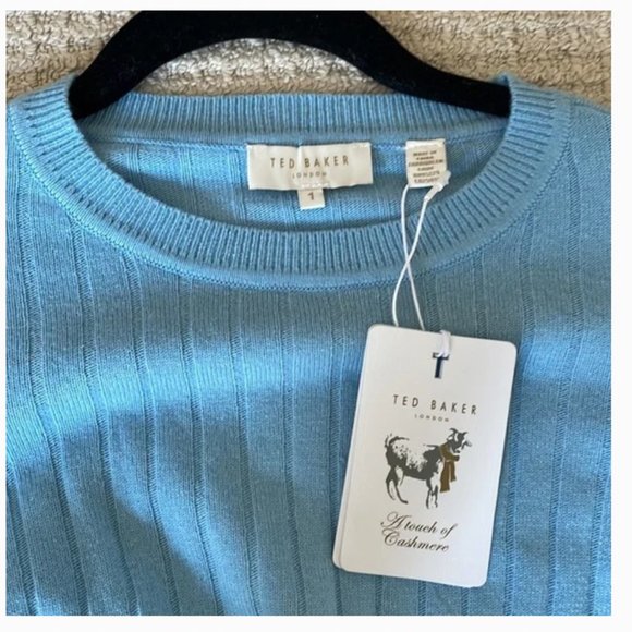 Ted Baker Bubless Extreme Sleeve Knit Sweater light blue size 1 nwt - Picture 9 of 13